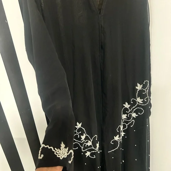 Modest Abaya Dress Open Front Black Size 58 in length Lightweight Elegant - Picture 4 of 8